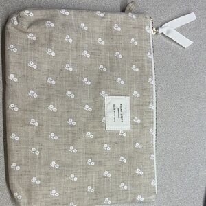 Chic Beige Floral Cosmetic Pouch